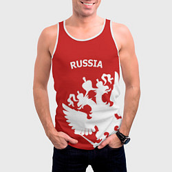 Майка-безрукавка мужская Russia: Red & White, цвет: 3D-белый — фото 2