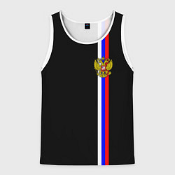 Майка-безрукавка мужская Лента с гербом России, цвет: 3D-белый