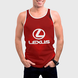 Майка-безрукавка мужская Lexus: Red Light, цвет: 3D-белый — фото 2