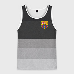 Майка-безрукавка мужская ФК Барселона: Серый стиль, цвет: 3D-белый