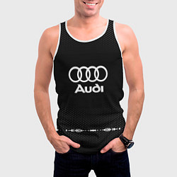 Майка-безрукавка мужская Audi: Black Abstract, цвет: 3D-белый — фото 2