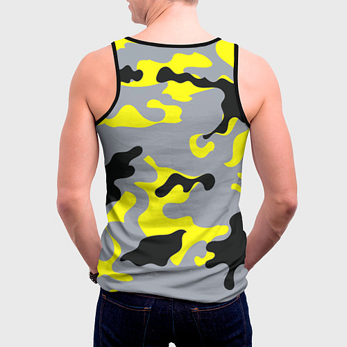 Мужская майка без рукавов Yellow & Grey Camouflage / 3D-Черный – фото 4