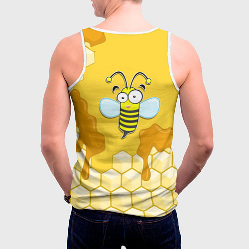 Мужская майка без рукавов Веселая пчелка / 3D-Белый – фото 4