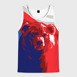 Майка-безрукавка мужская Российский медведь, цвет: 3D-белый