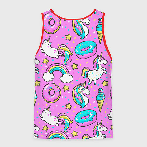 Мужская майка без рукавов Сказочные единороги / 3D-Красный – фото 2