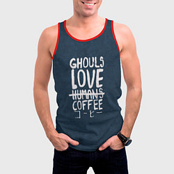 Майка-безрукавка мужская Ghouls Love Coffee, цвет: 3D-красный — фото 2