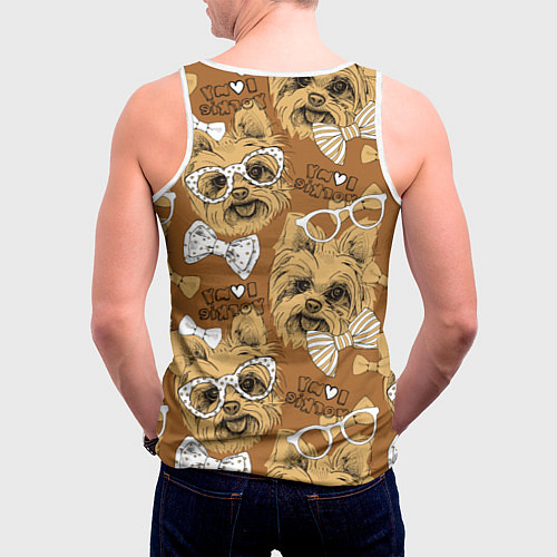 Мужская майка без рукавов I love my Yorkie / 3D-Белый – фото 4