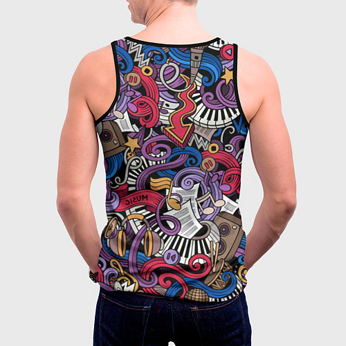 Мужская майка без рукавов Music collage / 3D-Черный – фото 4