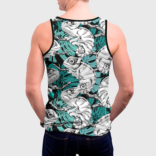 Мужская майка без рукавов Хамелеоны / 3D-Черный – фото 4