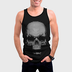 Майка-безрукавка мужская Пиксельный череп, цвет: 3D-черный — фото 2
