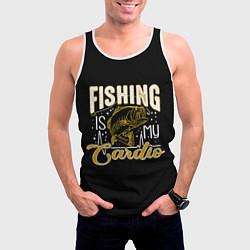 Майка-безрукавка мужская Fishing is my Cardio, цвет: 3D-белый — фото 2