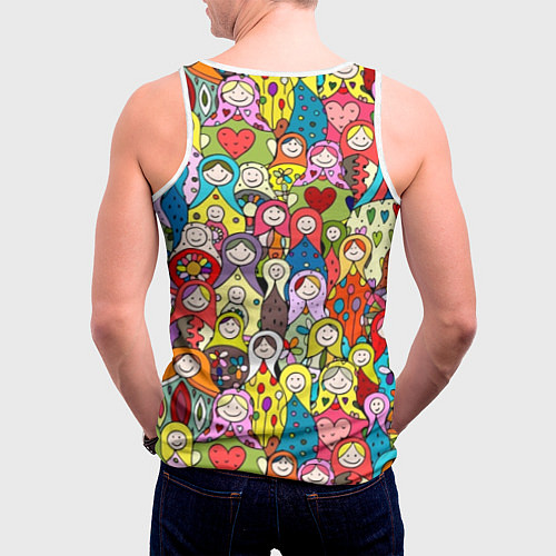 Мужская майка без рукавов Весёлые матрешки / 3D-Белый – фото 4