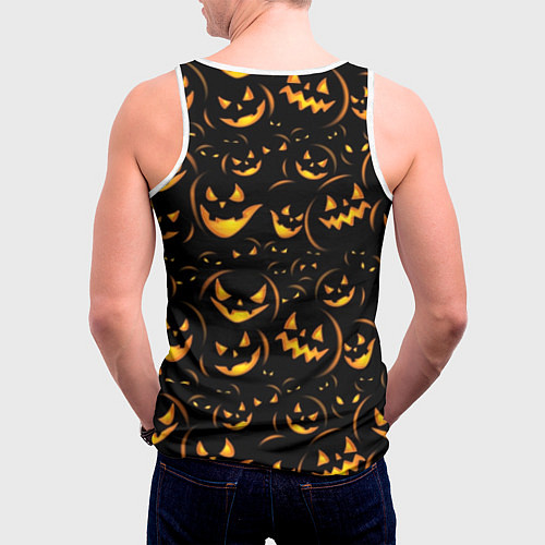 Мужская майка без рукавов Тыквы на хэллоуин - паттерн / 3D-Белый – фото 4