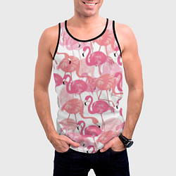 Майка-безрукавка мужская Рай фламинго, цвет: 3D-черный — фото 2