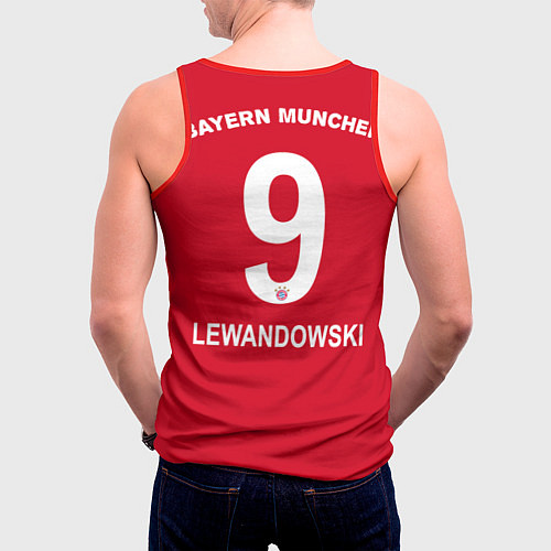 Мужская майка без рукавов FC Bayern: Lewandowski Home 19-20 / 3D-Красный – фото 4