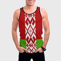 Майка-безрукавка мужская Беларусь флаг, цвет: 3D-черный — фото 2