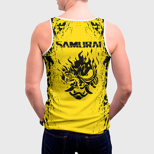 Мужская майка без рукавов Cyberpunk 2077 Samurai logo / 3D-Белый – фото 4