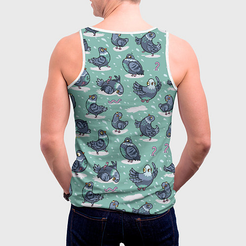 Мужская майка без рукавов Голуби и червяки / 3D-Белый – фото 4