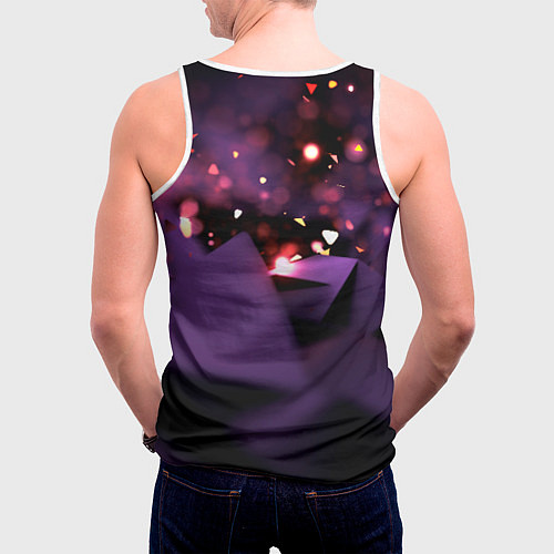 Мужская майка без рукавов Фиолетовая абстракция с блестками / 3D-Белый – фото 4