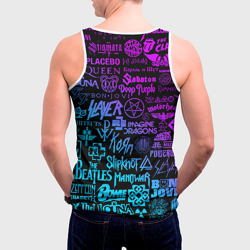 Мужская майка без рукавов ЛОГОТИПЫ РОК ГРУПП / 3D-Белый – фото 4