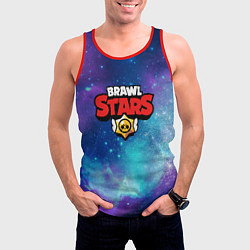 Майка-безрукавка мужская BRAWL STARS лого в космосе, цвет: 3D-красный — фото 2