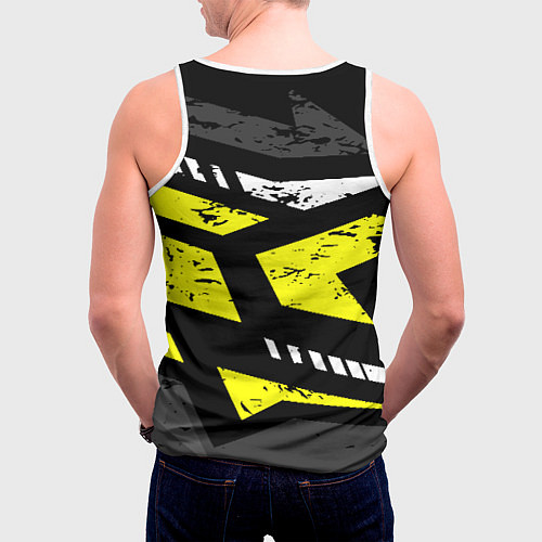 Мужская майка без рукавов Black yellow abstract sport style / 3D-Белый – фото 4