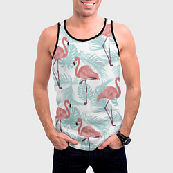 Майка-безрукавка мужская Узор фламинго и тропических растений, цвет: 3D-черный — фото 2