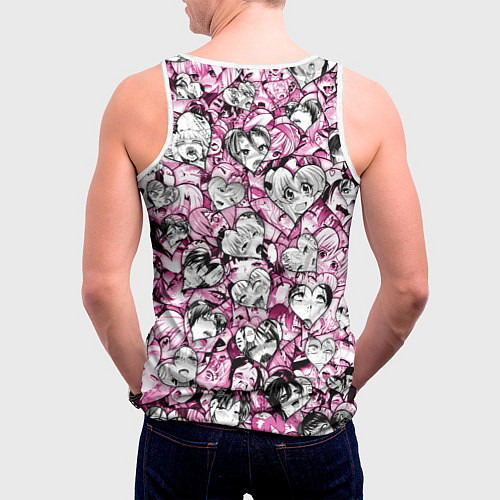 Мужская майка без рукавов Ahegao валентинки / 3D-Белый – фото 4