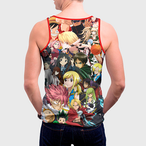 Мужская майка без рукавов Аниме коллаж / 3D-Красный – фото 4