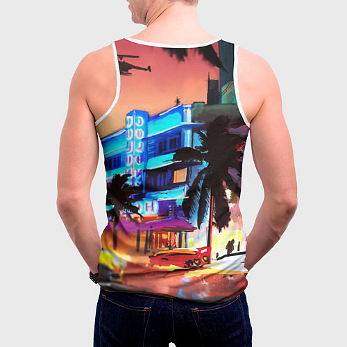 Мужская майка без рукавов GTA: VICE CITY / 3D-Белый – фото 4