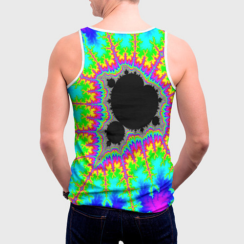 Мужская майка без рукавов Фрактальная кислотная черная дыра - множество Манд / 3D-Белый – фото 4