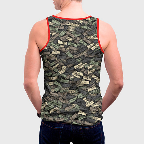 Мужская майка без рукавов Именной камуфляж Иван / 3D-Красный – фото 4