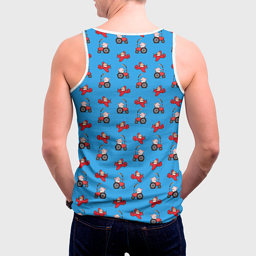 Мужская майка без рукавов Поросенок Пётр / 3D-Белый – фото 4