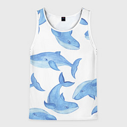 Майка-безрукавка мужская Косяк китов, цвет: 3D-белый