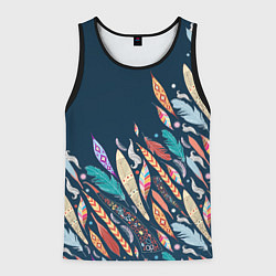 Майка-безрукавка мужская Перья, цвет: 3D-черный