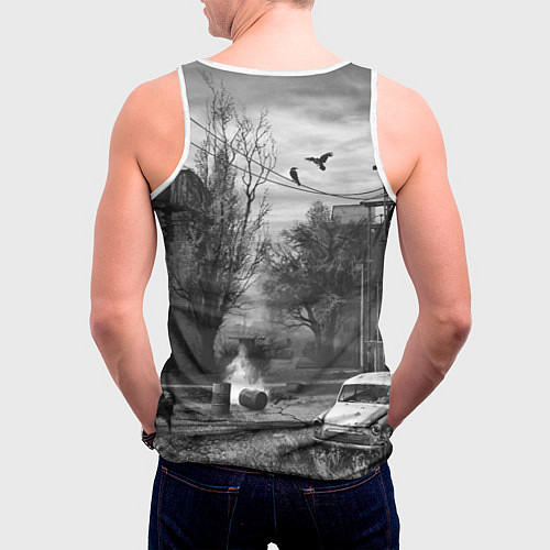 Мужская майка без рукавов СТАЛКЕР-ЧЕРНОБЫЛЬ / 3D-Белый – фото 4