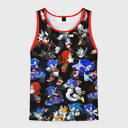 Майка-безрукавка мужская Sonic паттерн, цвет: 3D-красный