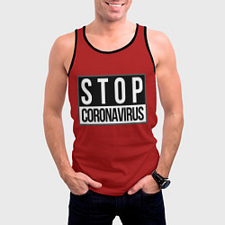 Майка-безрукавка мужская Stop Coronavirus, цвет: 3D-черный — фото 2