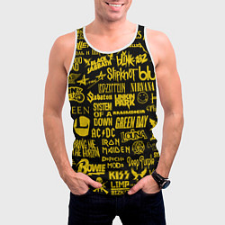 Майка-безрукавка мужская Логотипы рок групп GOLD, цвет: 3D-белый — фото 2