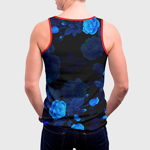Мужская майка без рукавов СИНИЕ РОЗЫ / 3D-Красный – фото 4