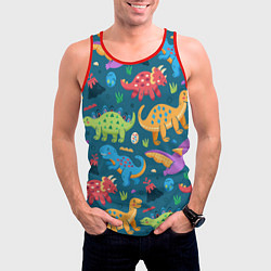 Майка-безрукавка мужская Арт с динозаврами, цвет: 3D-красный — фото 2