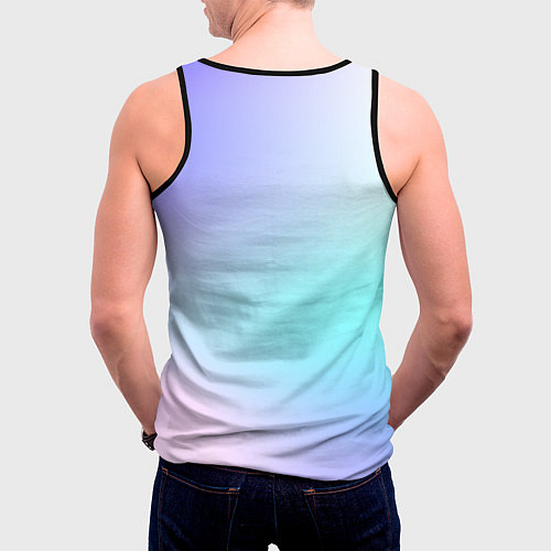 Мужская майка без рукавов Небесно голубой градиентный / 3D-Черный – фото 4