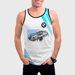 Майка-безрукавка мужская BMW, цвет: 3D-черный — фото 2