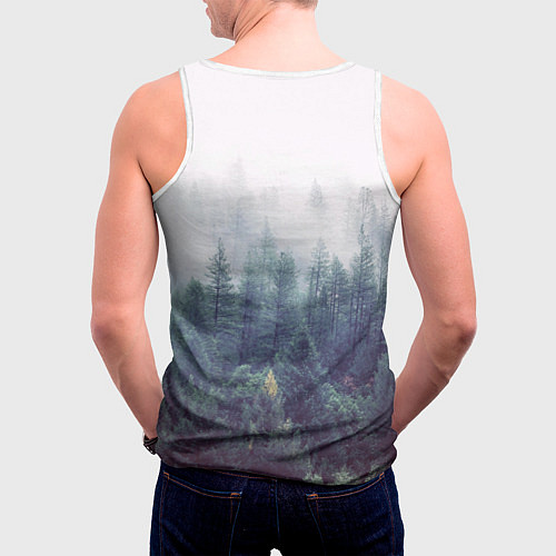 Мужская майка без рукавов Сибирский лес / 3D-Белый – фото 4