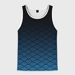 Майка-безрукавка мужская Узор круги темный синий, цвет: 3D-белый