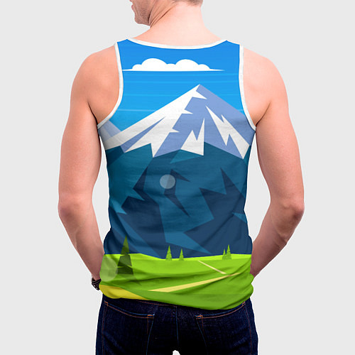 Мужская майка без рукавов Горы пейзаж природа вектор / 3D-Белый – фото 4