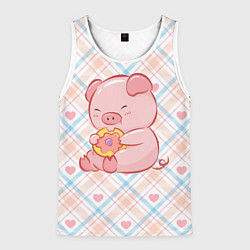 Мужская майка без рукавов Свинка ест пончик