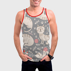 Майка-безрукавка мужская Милые кошечки, цвет: 3D-красный — фото 2