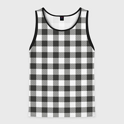 Майка-безрукавка мужская Черно-белая клетка, цвет: 3D-черный