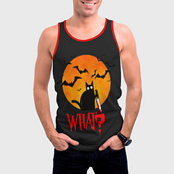 Майка-безрукавка мужская What Cat Halloween, цвет: 3D-красный — фото 2